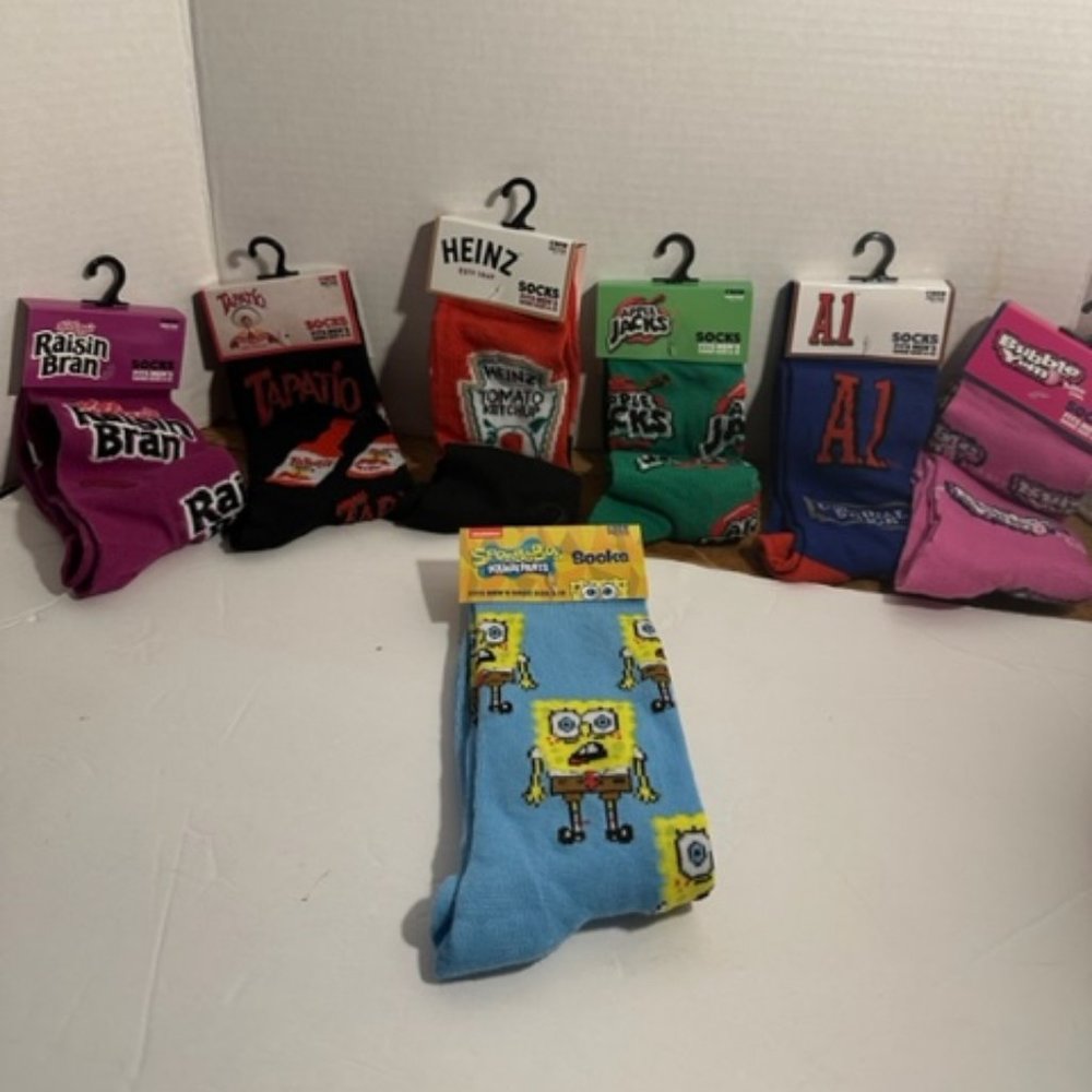 Fun novelty gag character crew socks, size 6-12